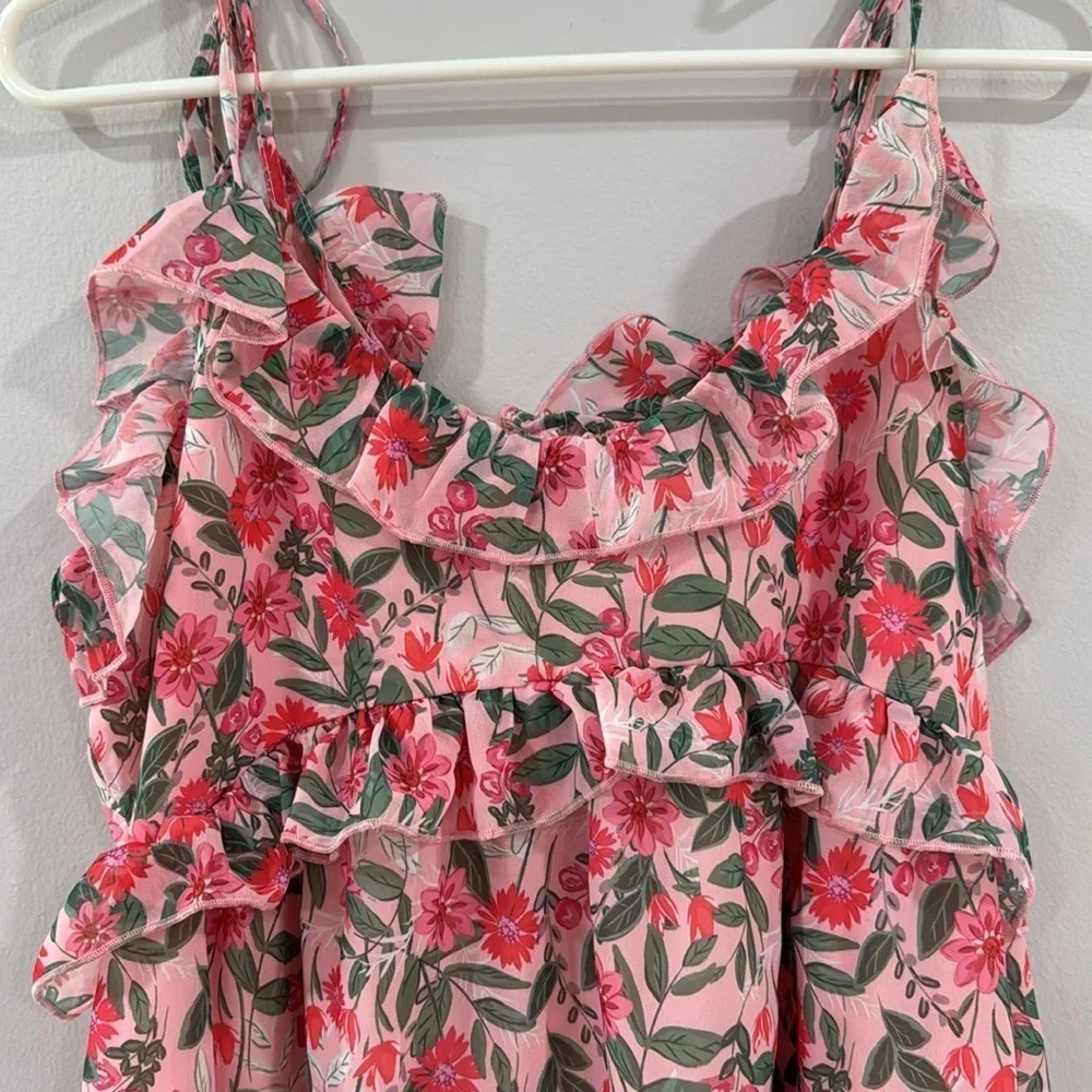 NWT Koko and Mason Nordstrom floral ruffle mini babydoll dress croquette - Picture 2 of 6